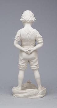 FIGURIN, parian, Gustavsberg, stämpelsignerad 1912.
"Pojken och grodan".