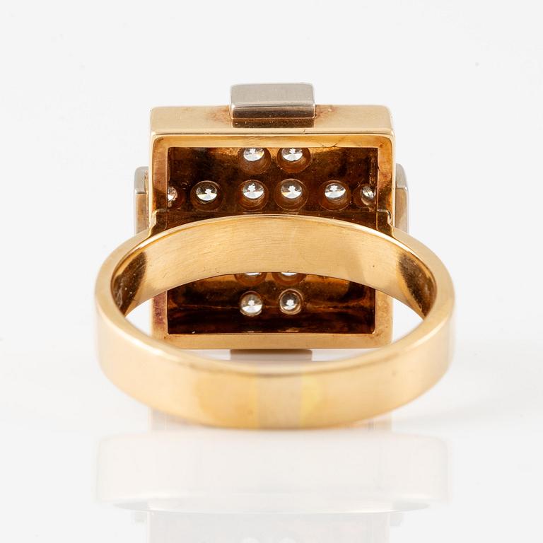 Gunnar Cyrén, a ring 18K rose and white gold with 20 brilliant-cut diamonds, unique, Gävle 1998.