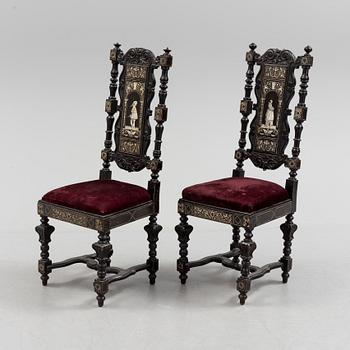 OSCAR II:S STOLAR, ett par, renässansstil, 1800-talets andra hälft.