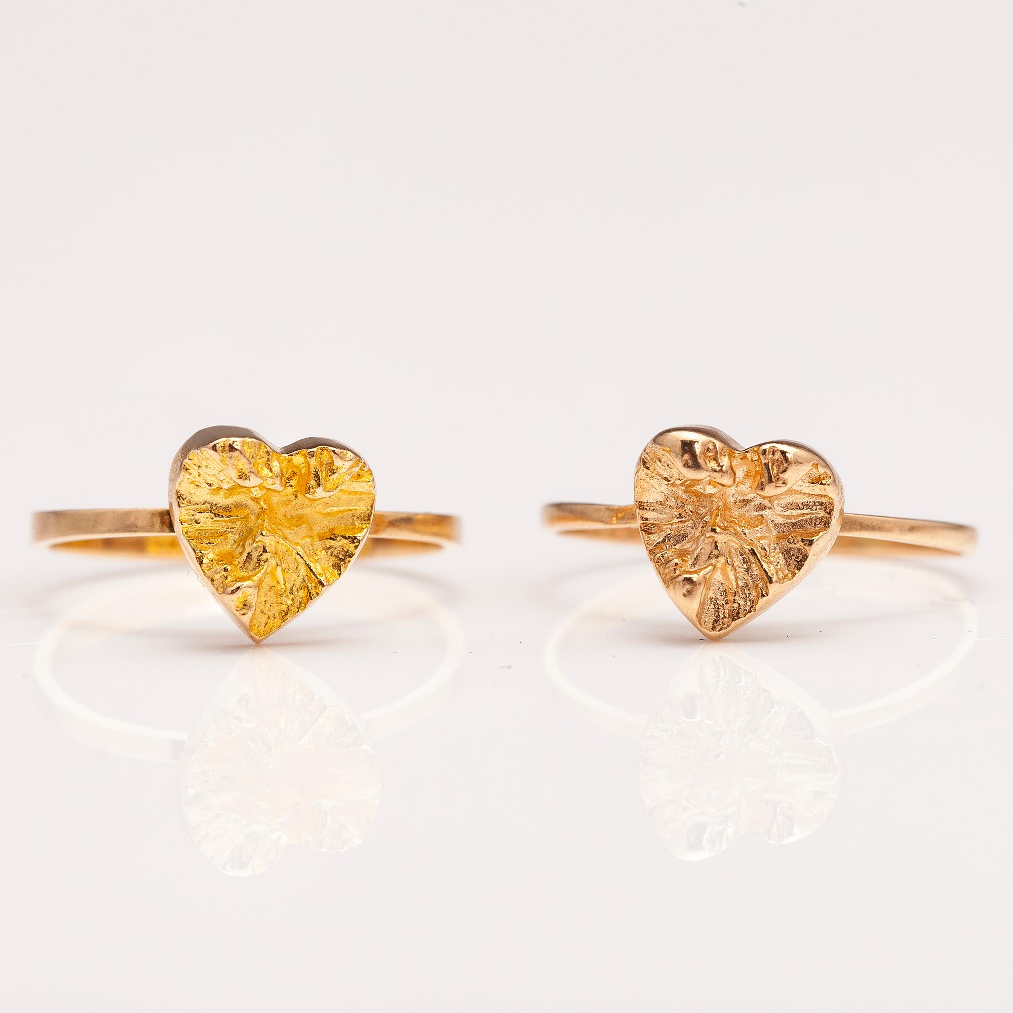 BJÖRN WECKSTRÖM, SORMUKSIA, 2 kpl, 14K kultaa, Lapponia 1976 ja 1984.