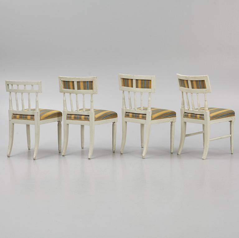 Stolar, 4 st snarlika, gustaviansk stil, 1800-tal.