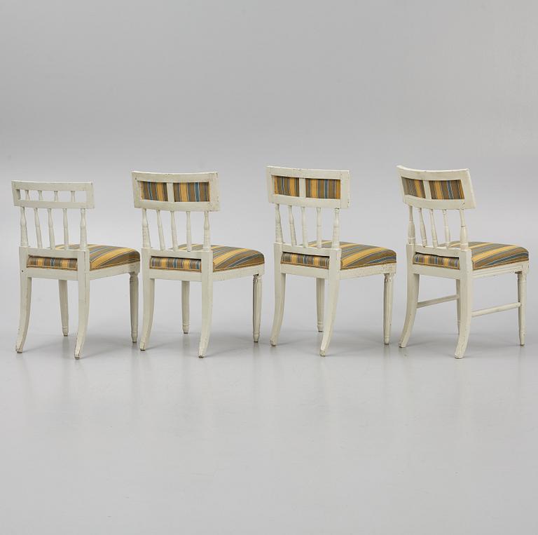 Chairs, 4 similar, Gustavian style, 19th century.