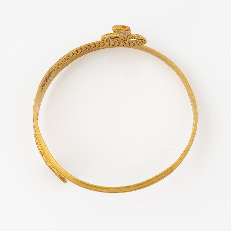 A Greek gold snake bracelet, presumably Hellenistic, ca. 3rd century BC.