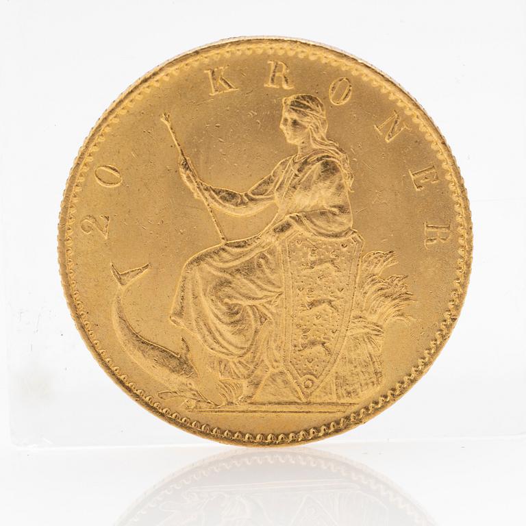 Guldmynt, 20 kroner, Christian IX, Danmark, 1873.