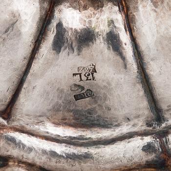 A 19th-century silver sugar bowl, maker's mark of Olof Robert Lundgren, Turku, Finland 1857.