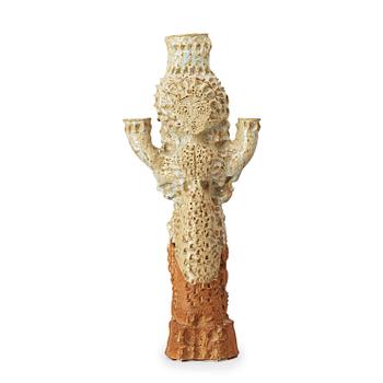 343. A Hertha Hillfon stoneware sculpture/candelabrum.