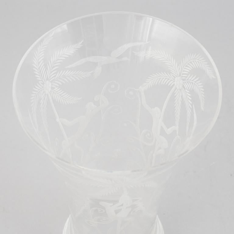 Edward Hald, a glass vase, 'Urskogen', Orrefors, numbered 378.