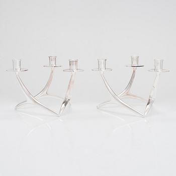 Anna-Greta Eker, a pair of three-armed silver candelabra, Auran Kultaseppä Oy, Turku, Finland 1995.