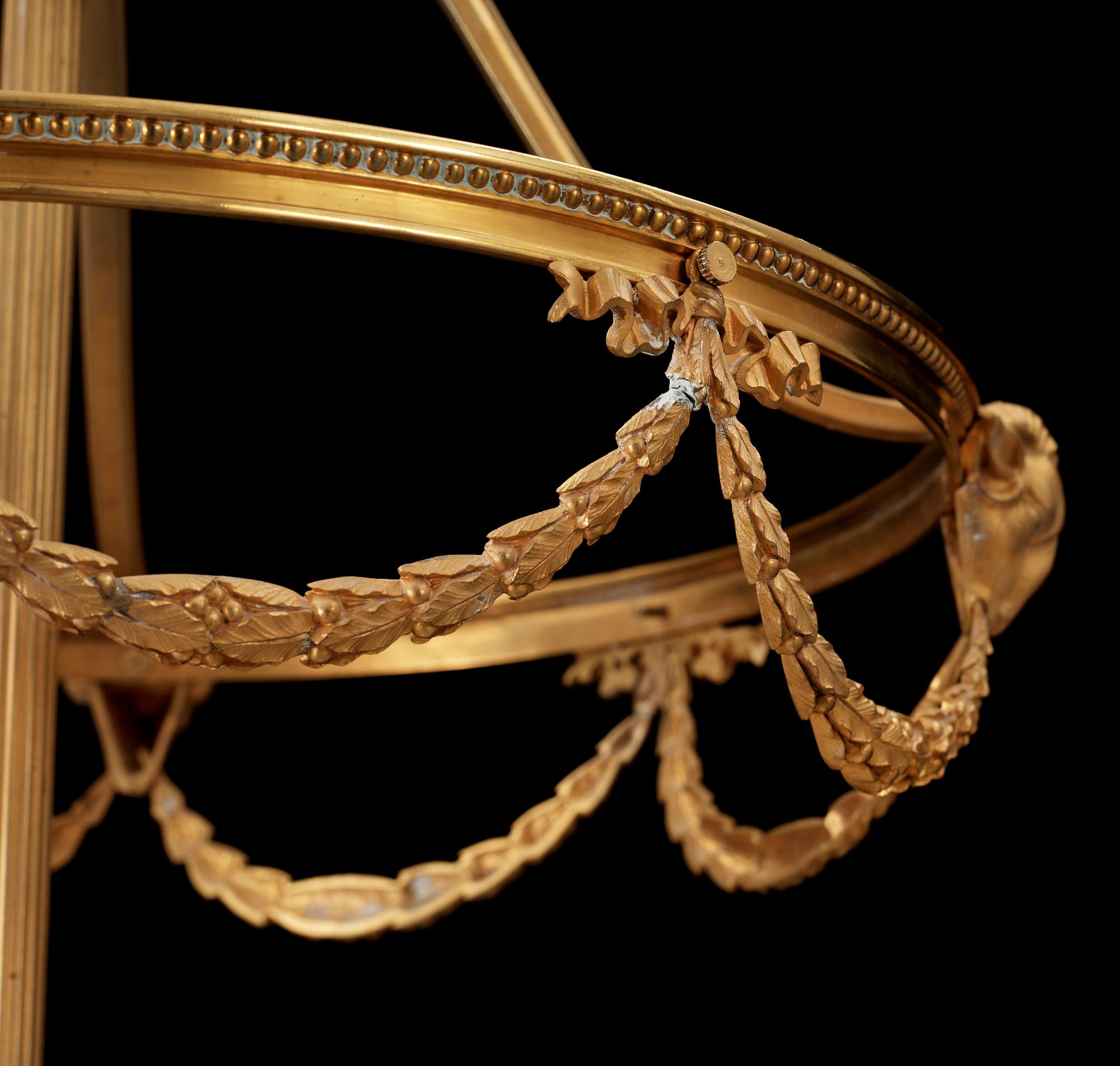 LJUSKRONA, förgylld metall, empirestil, tidigt 1900-tal. H 74.