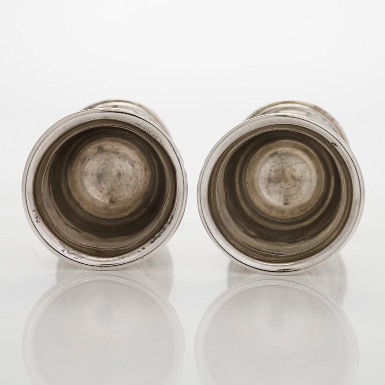 Bägare på fot, 5 st, silver, 1800-tal, otydlig mästarstämpel ...LS.