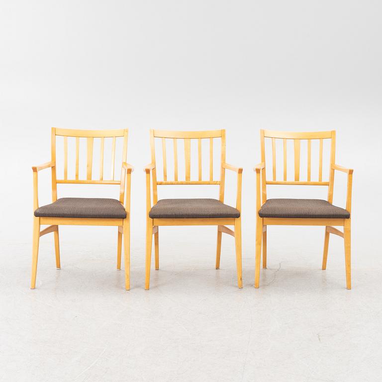 Carl Malmsten, a set of 3 "Talavid" armchairs, OH Sjögren, second half of the 20th century.