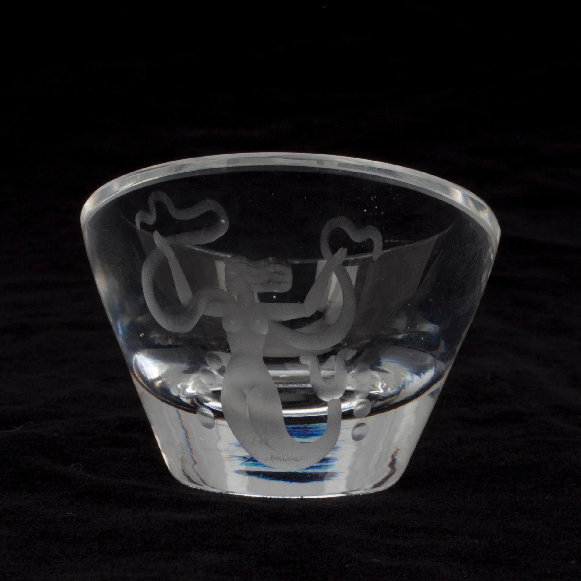 SKÅL, glas, sign. Th. Käppi, Kauklahden lasitehdas. 51.