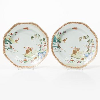 Twelve Famille Rose export porcelain plates, China, yongzheng (1722-35) & Qianlong (1736-95).