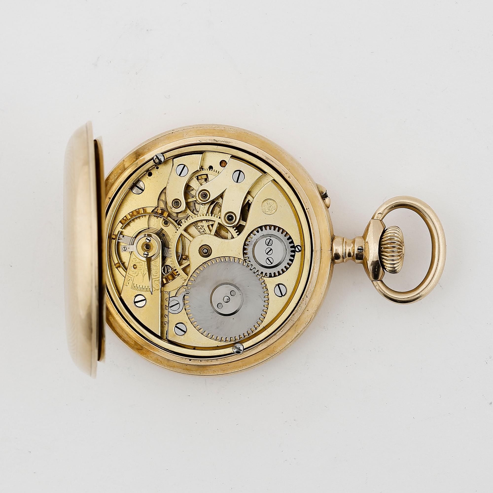DIGITALT HERRFICKUR, guld 14K, International Watch Company, Pallweber, sannolikt 1890-tal. Vikt ca 113 gram.