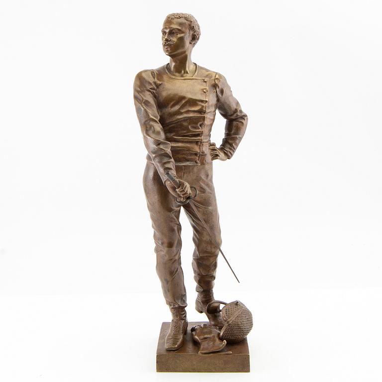 Luca Madrassi, "Schermidore" sculpture, signed patinated bronze.