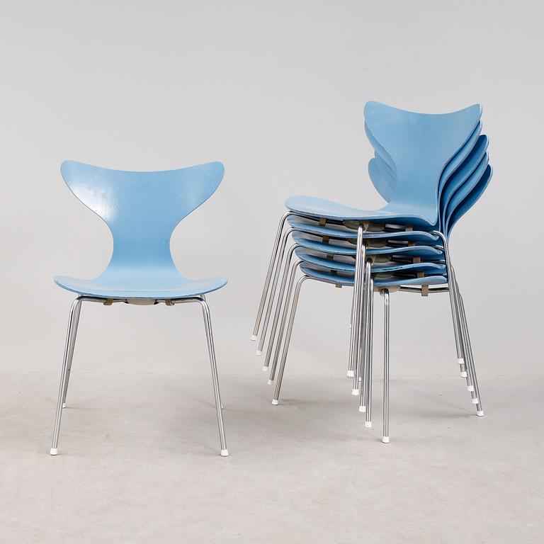 STOLAR, 6 stycken, "Liljan", Arne Jacobsen, 1970-tal.