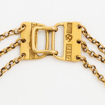 Collier 18K guld med emaljdekor, 1800-tal.