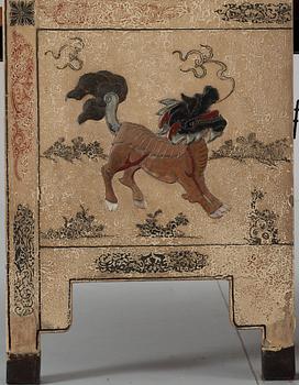 VIKSKÄRM, fyrdelad. Qing dynastin (1644-1911).