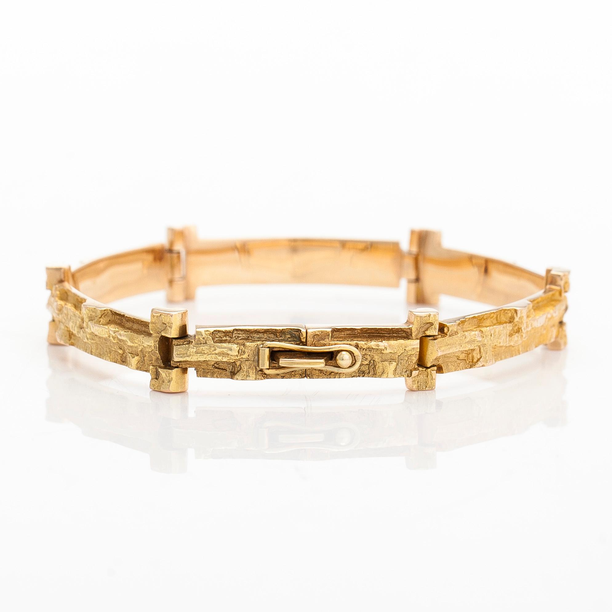 Björn Weckström, a 14K gold bracelet 'Tundra' for Lapponia 1969.