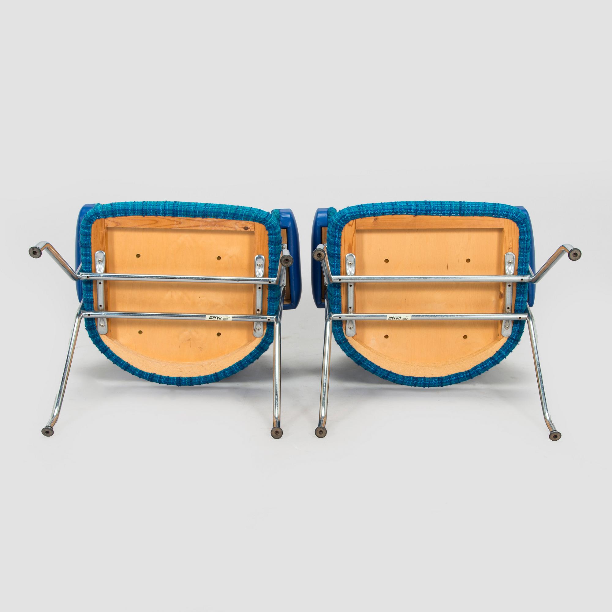 Nojatuoleja, 6 kpl, valmistaja Merva 1970-luku.