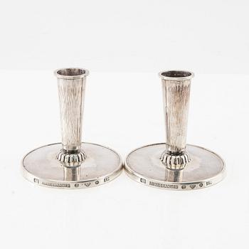 Tore Kullander, a pair of candlesticks, silver, 1951.