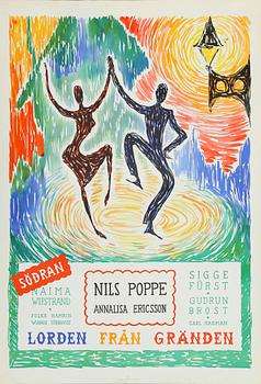 REKLAMAFFISCH, litografiskt tryck, "Lorden från Gränden", 1947.