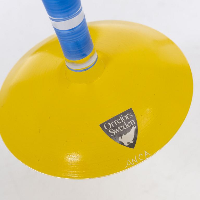 Anne Nilsson, a set of four 'Clown' champagne glasses, Orrefors.