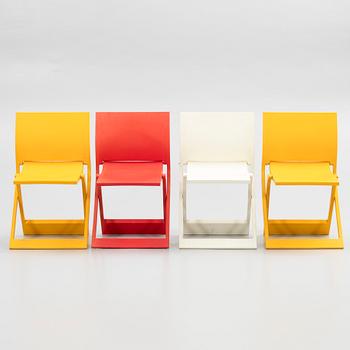 Jens Ring Bursche, folding chairs, 4 pcs, "Fun Waves", for Figurae di Jd., Italy, 21st century.