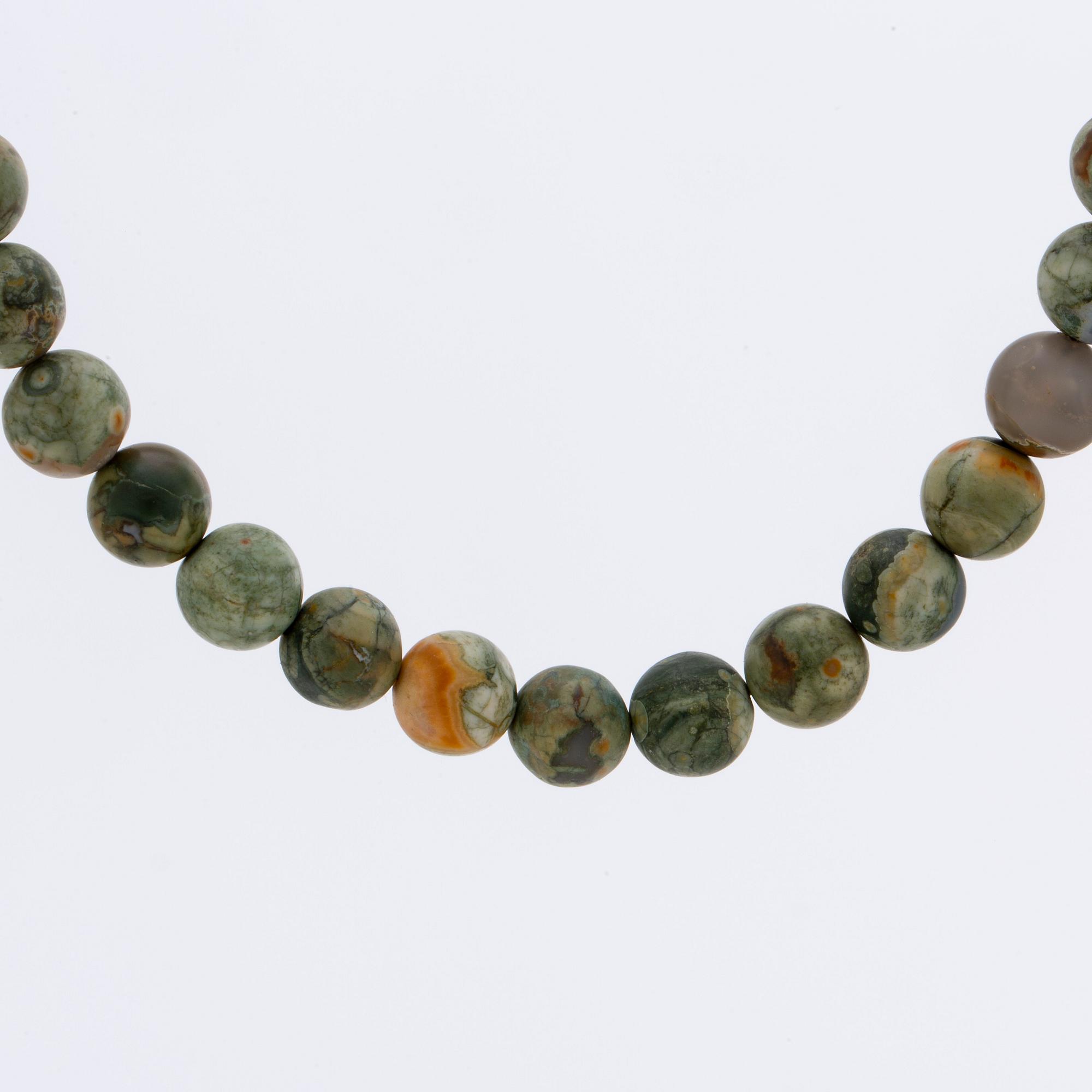 LYNGGAARD 2 rader jaspis ca 10 mm och röda stenar ca 10 mm utan lås samt örhängen 18K guld m jaspis ca 7 mm,originaletui.