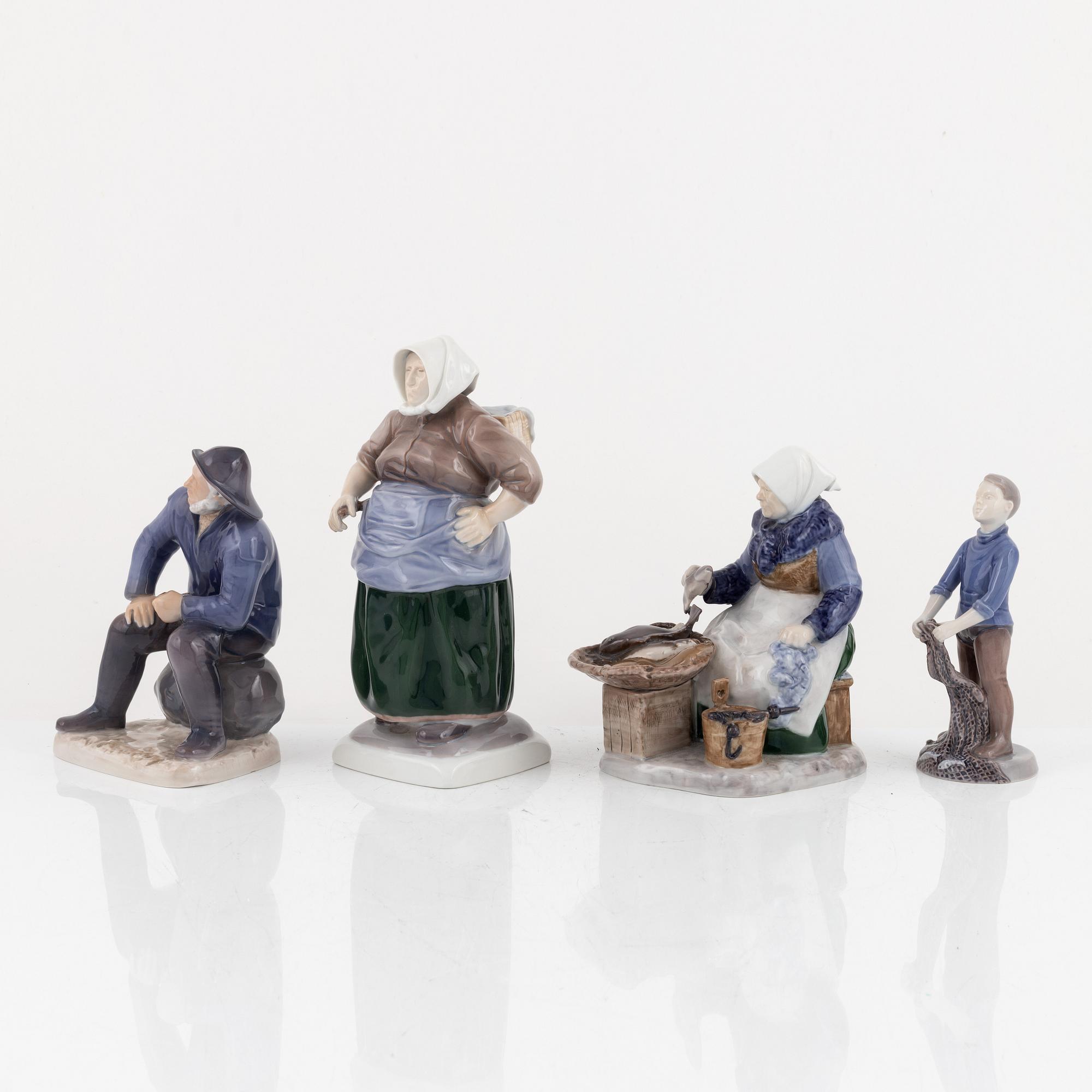 4 porcelain figurines, Bing & Gröndahl, Denmark.