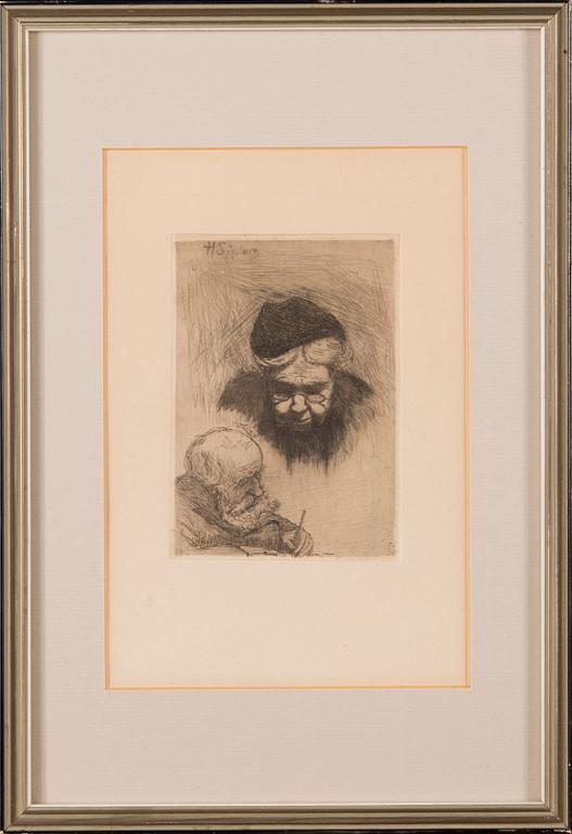 HUGO SIMBERG, line etching and drypoint, plate signed.