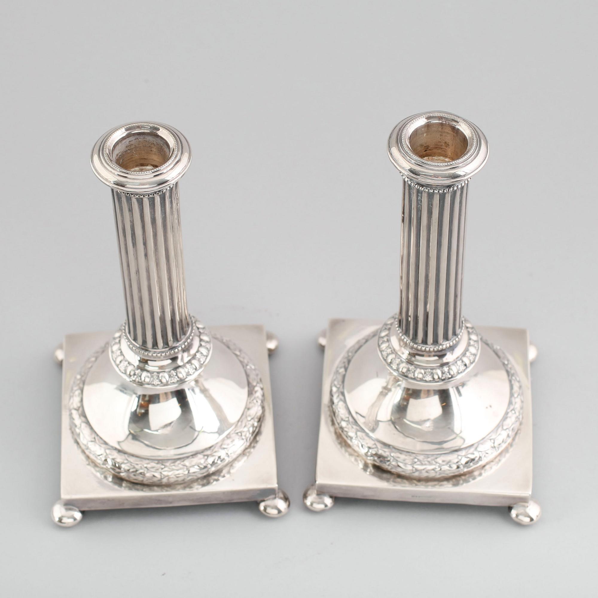 LJUSSTAKAR, 1 par, nysilver, CG Hallberg, 1900-talets första hälft.