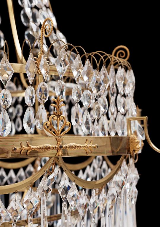 A late Gustavian early 18th century seven-light chandelier in the manner of C. H. Brolin.