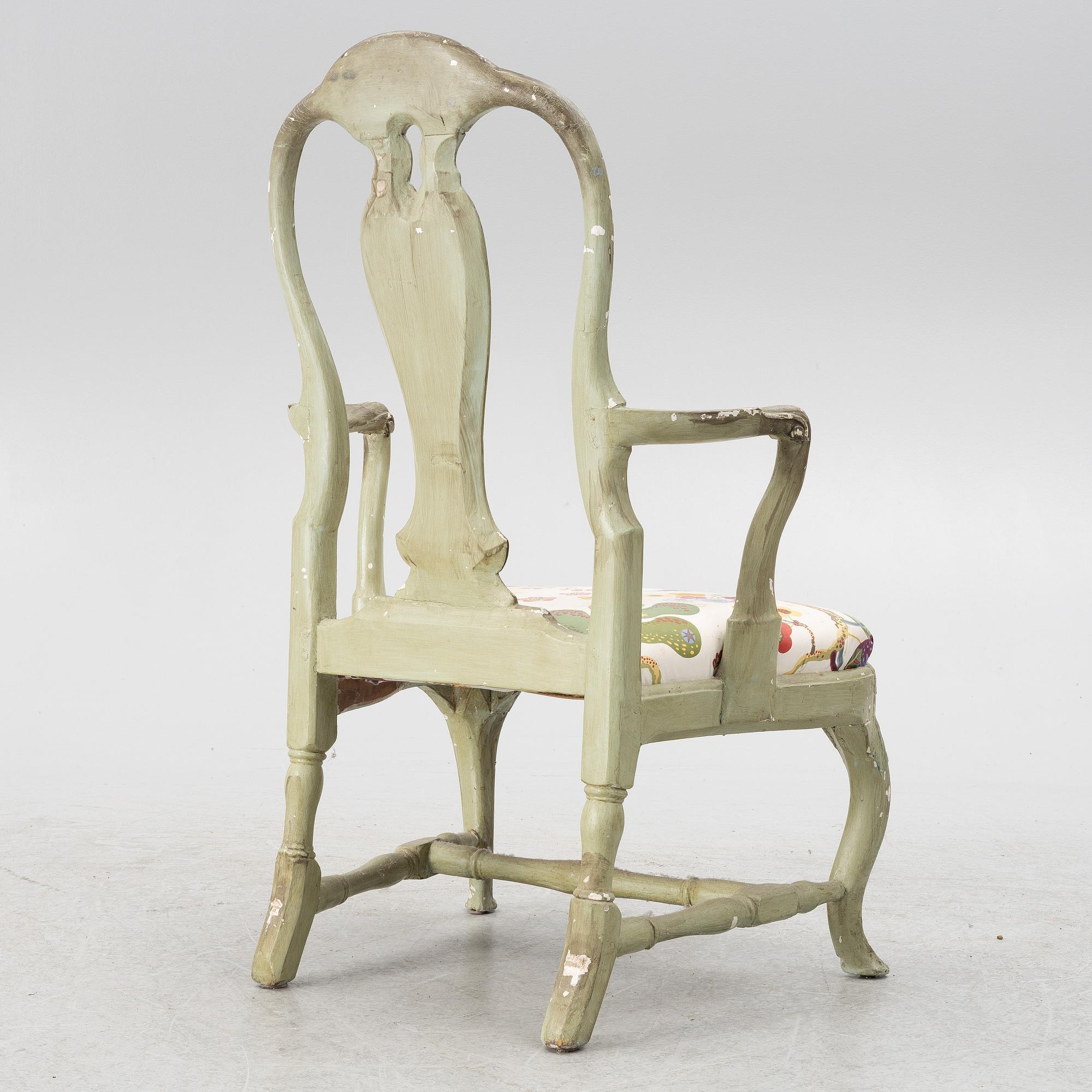 A Swedish rococo armchair, Stockholm, later part 18th century.