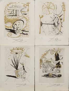 SALVADOR DALÍ, 10 engravings with gold paint, "Les Amours Jaunes", signed and numbered 83/300.