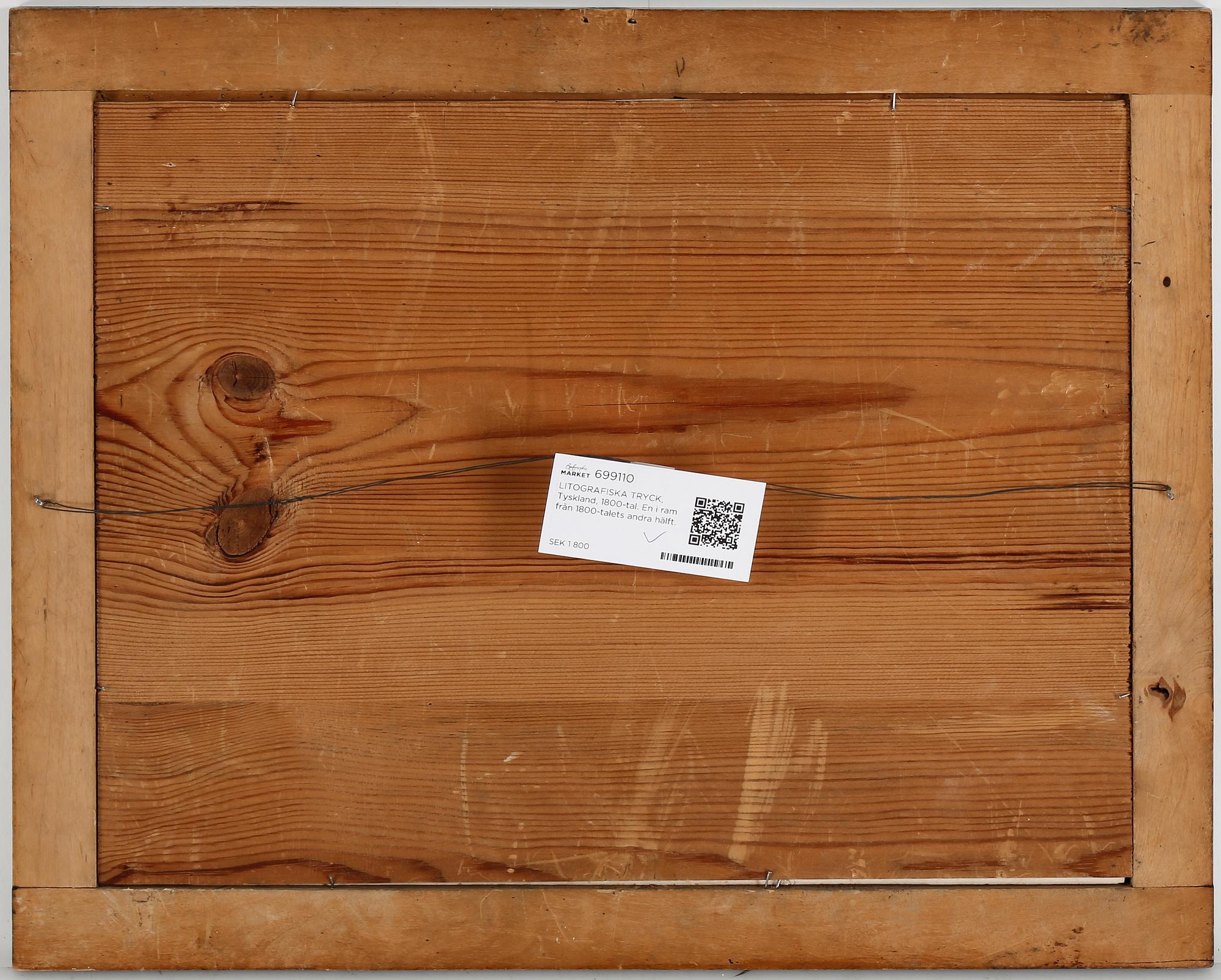 LITOGRAFISKA TRYCK, Tyskland, 1800-tal. En i ram från 1800-talets andra hälft.