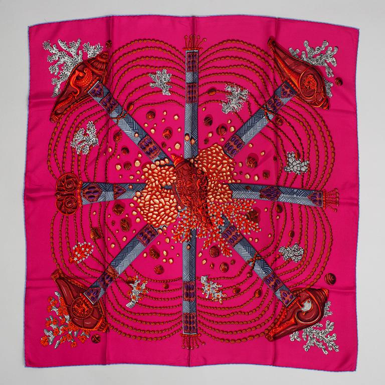 HERMÈS, a 'Chemins de Corail' silk scarf.