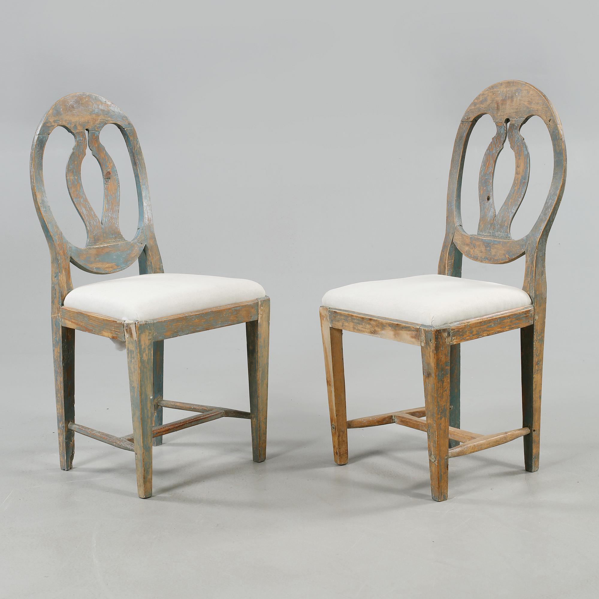 STOLAR, ett par, sk svenska modellen, gustavianska, 1700-talets slut/1800-talets början.