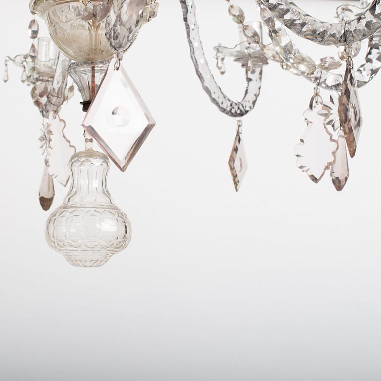 An Irish George III cut glass eight light chandelier, later part of the 18th century.