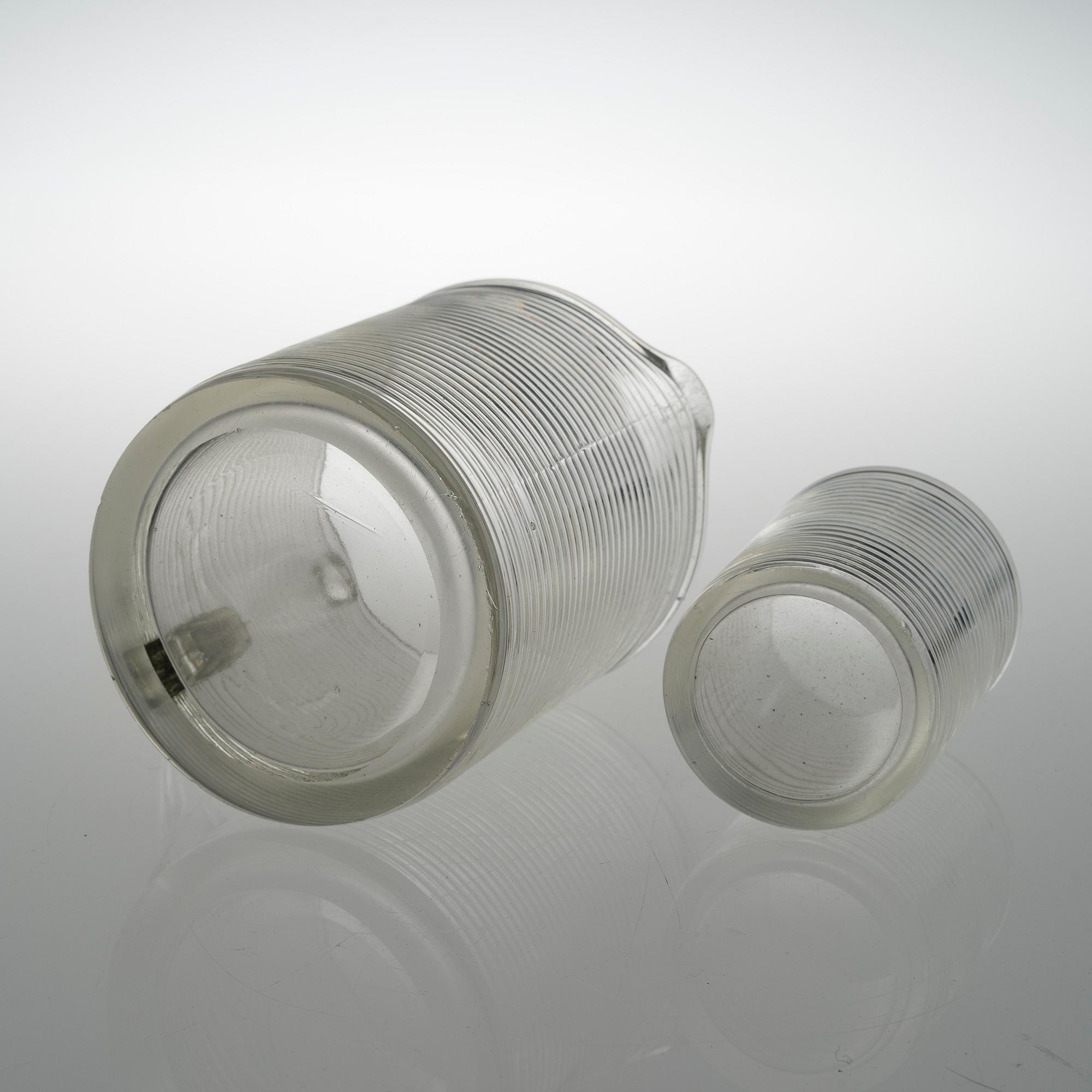 AINO AALTO, A PITCHER AND TWO GLASSES. Model 4059, Karhula 1937-1938.