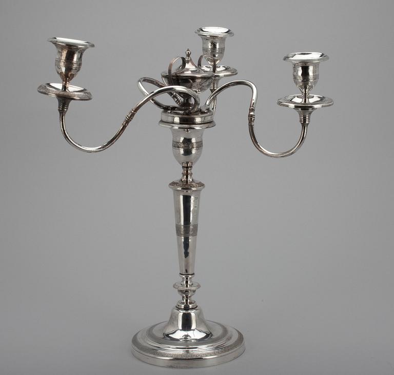KANDELABER, nysilver, trol. Polen 1832.
