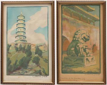 Katharine Jowett, "Guardian of the Forbidden City Peking" and view of Jade Fountain Pagoda.