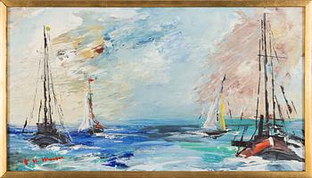 Helmut Mantel, Sailing Boats at Sea.