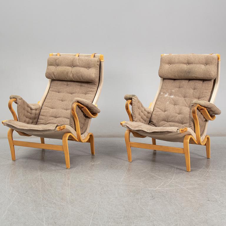 BRUNO MATHSSON, a pair of 'Pernilla' easy chairs, from Dux.