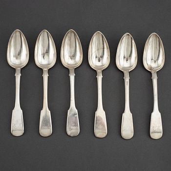 6 russian silver spoons, S:t Petersburg 1846.