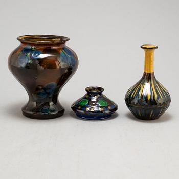 HERMAN AUGUST KÄHLER, eight vases and bowls, ceramics, Denmark, early 20th century.