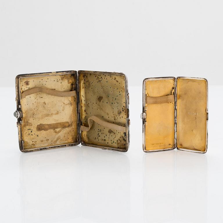 Two silver cigarette cases,  Turku 1917 and 1925.