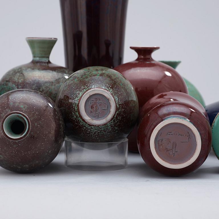 A set of eleven Berndt Friberg stoneware vases, Gustavsberg Studio 1962-76.