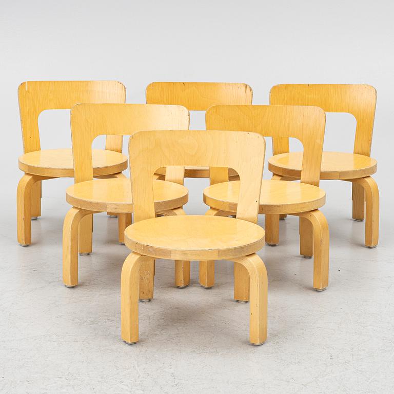Alvar Aalto, children's chairs, 6 pcs, Artek, Finland.