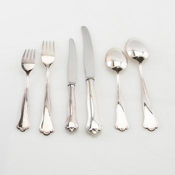 Cutlery 74 pcs "Kungsholm" silver, GAB Stockholm 1957-1966.